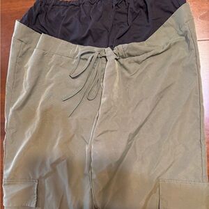 Olive Green Thin Cargo-look Pants